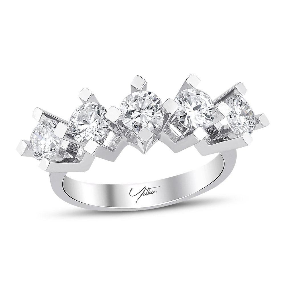 Beştaş Yüzükler 1.50 Karat D Color HRD Sertifikalı Beştaş Pırlanta Yüzük (14 ayar 3.9Gr altin)