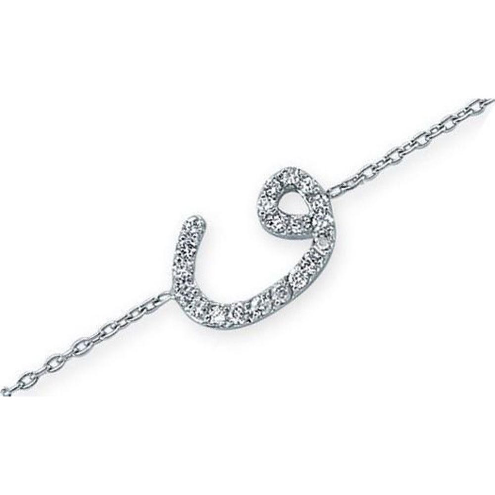 Fantezi Bileklikler 0.19 Karat Pırlanta Vav Bileklik (8 ayar 1.3Gr altin)