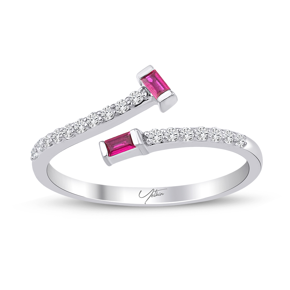 0.25 Karat Pırlanta Yakut Yüzük (8 ayar 1.2Gr )