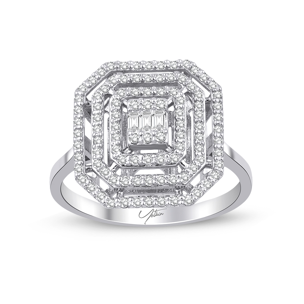 0.45 Karat Pırlanta Baget Yüzük (8 ayar 2.8Gr )