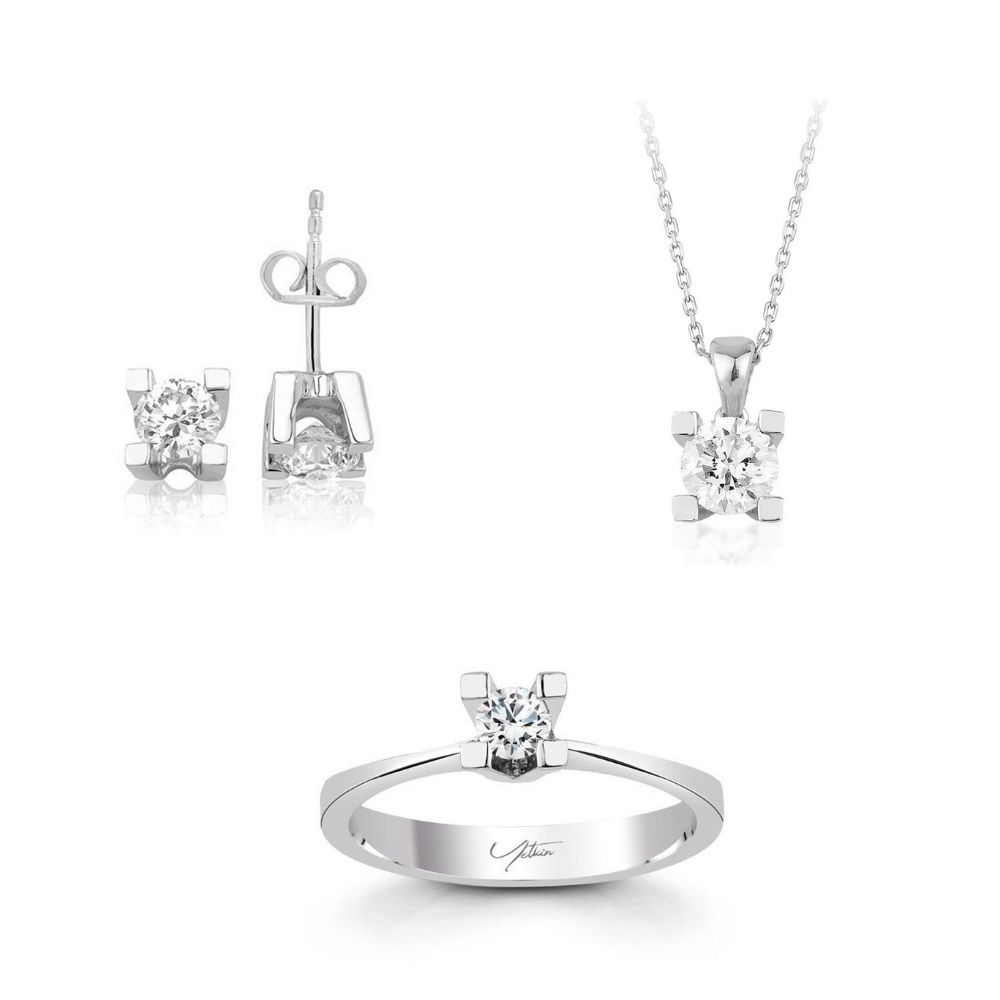 Pırlanta Takı Setler 0.60 Karat Tektaş Set (14 ayar 4.1Gr 0)