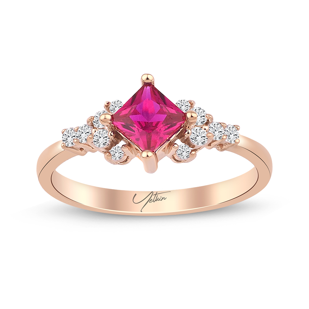 Yakut Yüzükler 0.75 Karat Yakut Pırlanta Yüzük (8 ayar 1.7Gr 0)