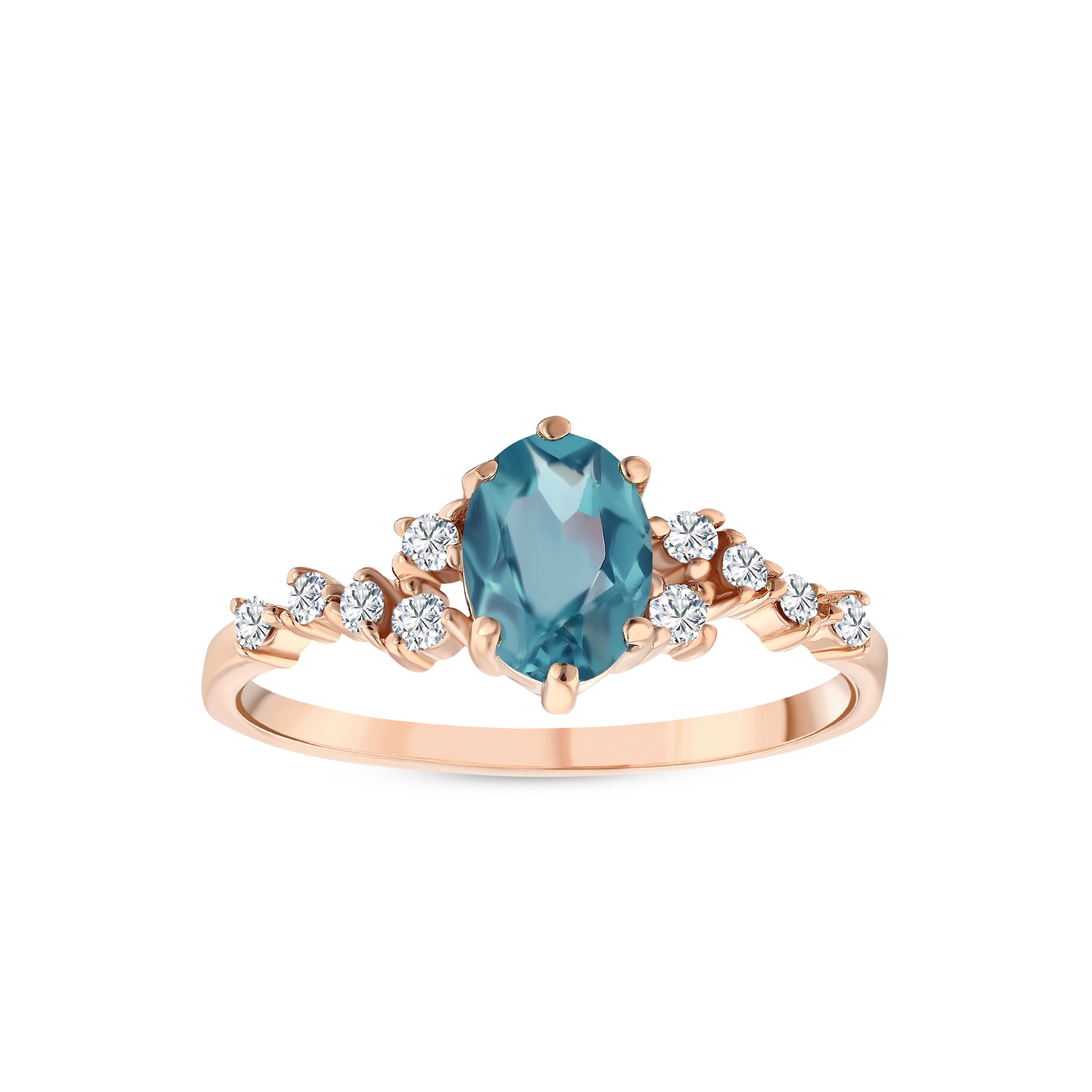 1.05 Karat Pırlanta Blue Topaz Yüzük