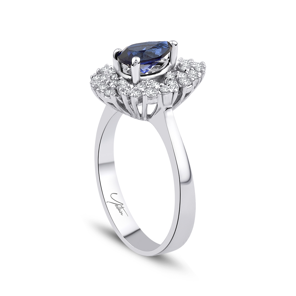 1.20 Karat Pırlanta Safir Yüzük (14 ayar 3.4Gr 0)