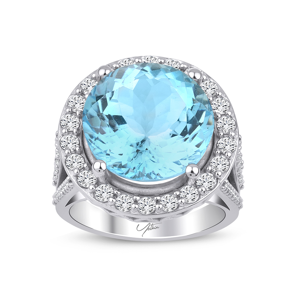 12.20 Karat Pırlanta Aquamarin Yüzük (8 ayar 6.85Gr 0)