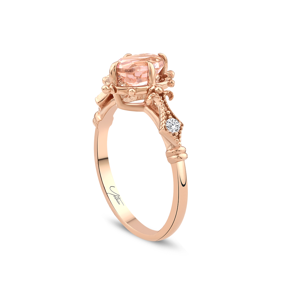 1.30 Karat Morganite Pırlanta Fantezi Yüzük (8 ayar 2.22Gr altin)