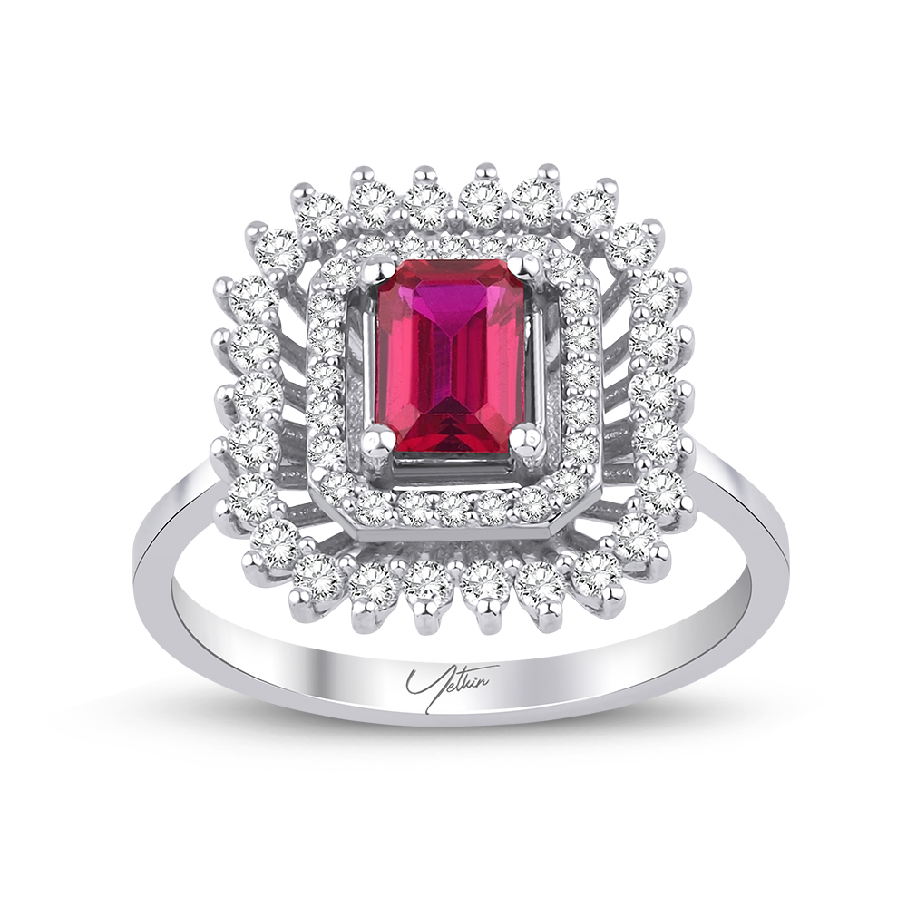 1.35 Karat Yakut Pırlanta Yüzük (8 ayar 2.8Gr altin)