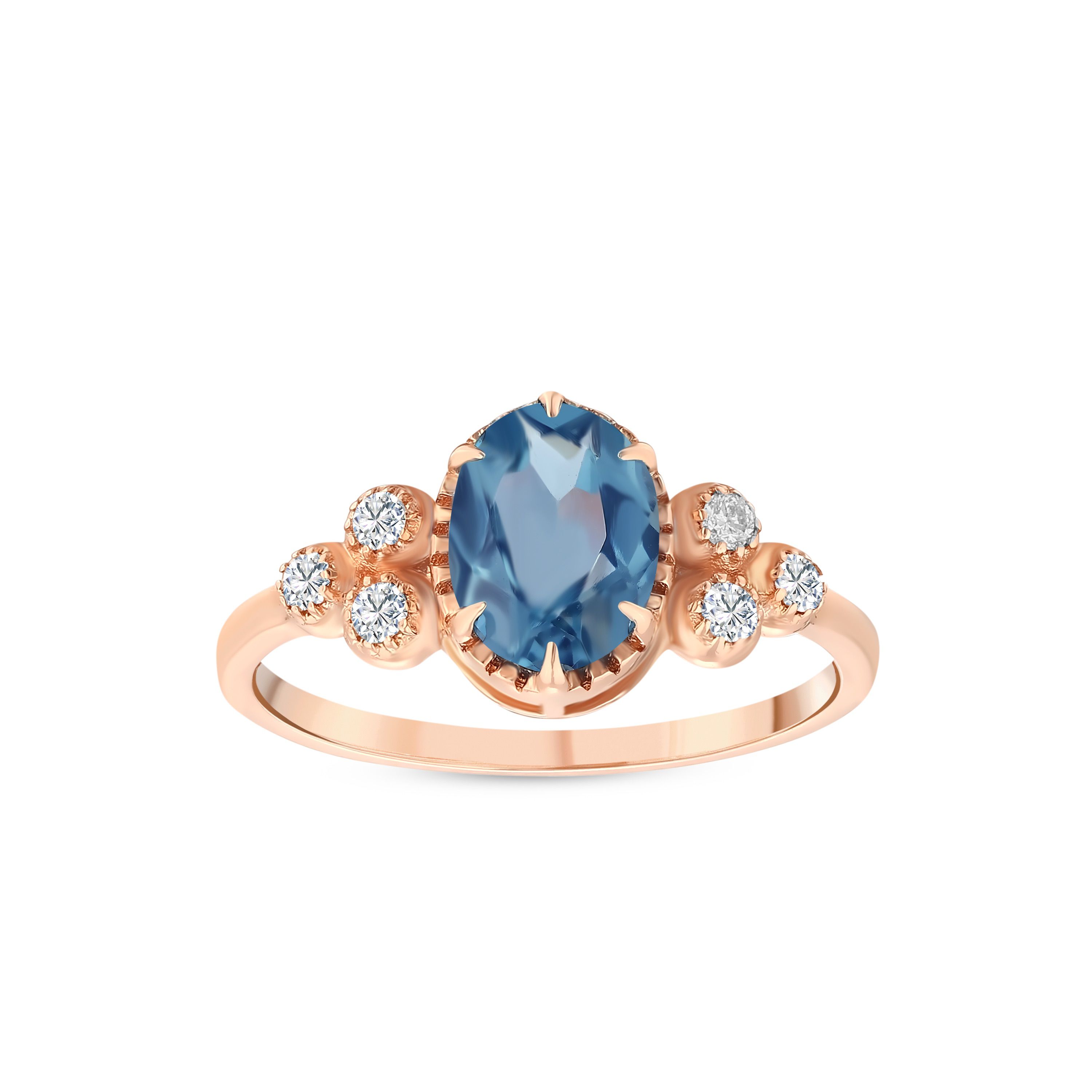 1.70 Karat Pırlanta Blue Topaz Yüzük