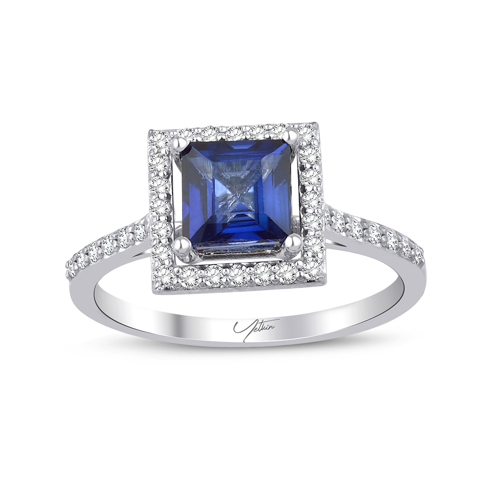 2.01 Karat Pırlanta Safir Yüzük  (8 ayar 2.75Gr )