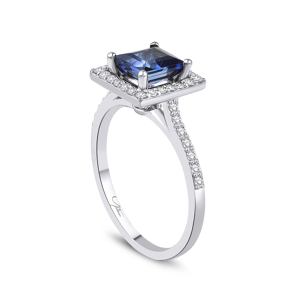 2.01 Karat Pırlanta Safir Yüzük  (8 ayar 2.75Gr )