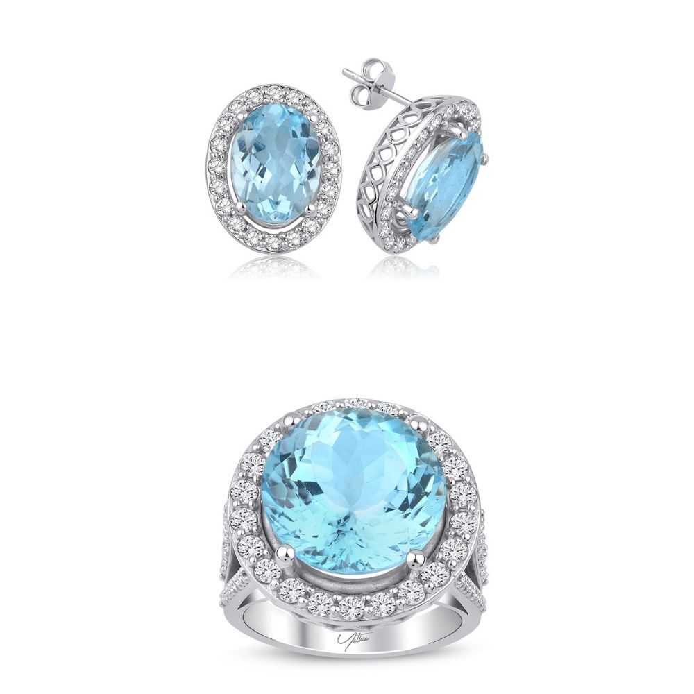 21.70 Karat Pırlanta Aquamarin Set (8 ayar 10.05Gr 0)