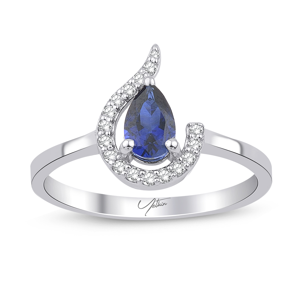 Pırlanta Takı Setler 2.5 Karat Safir Pırlanta Set (14 ayar 6.4Gr 0)