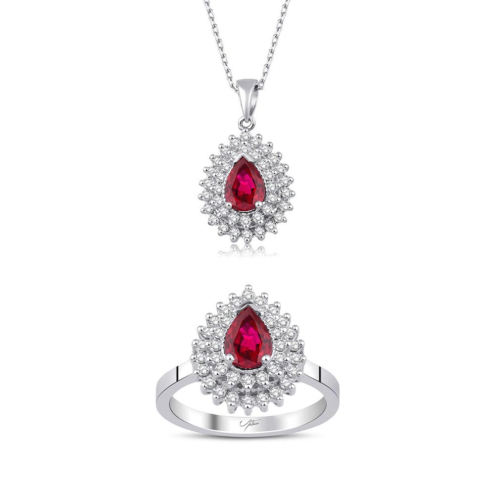 Pırlanta Takı Setler 2.70 Karat Yakut Pırlanta Set (14 ayar 8.4Gr altin)
