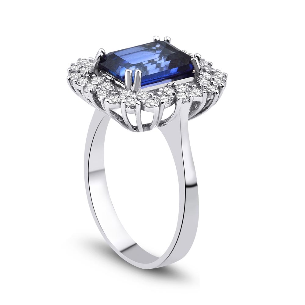 3.05 Karat Safir Pırlanta Yüzük (14 ayar 3.5Gr altin)