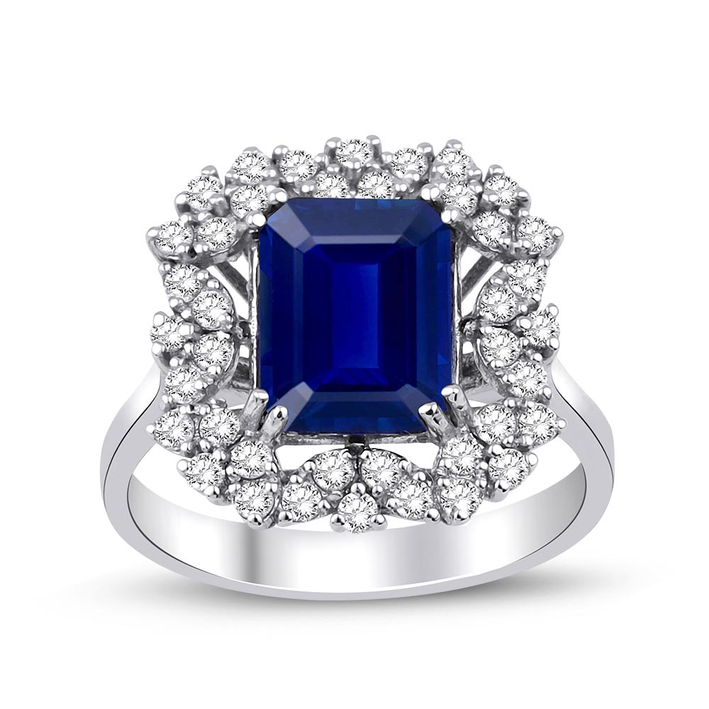 3.05 Karat Safir Pırlanta Yüzük (14 ayar 3.5Gr altin)