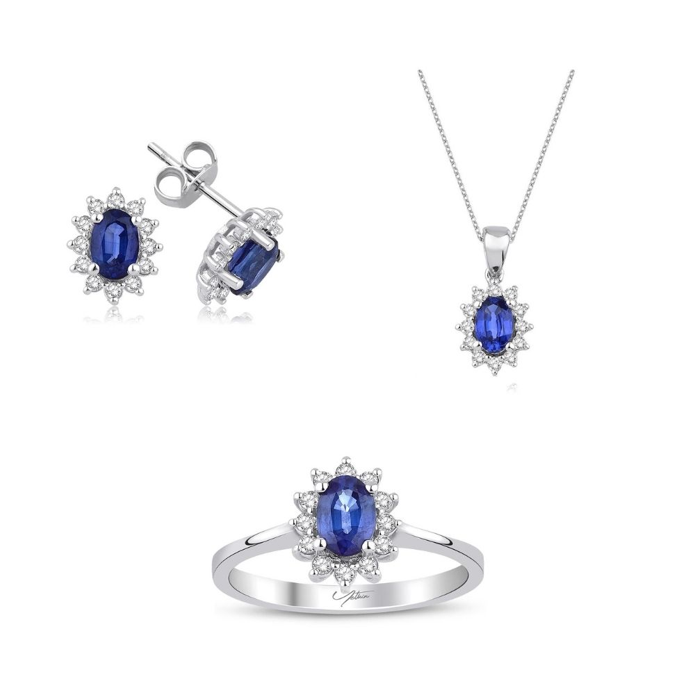 3.00 Karat Safir Pırlanta Set (8 ayar 4.73Gr )