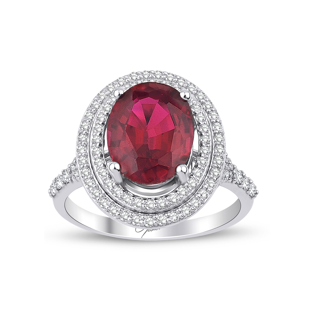 3.60 Karat Pırlanta Yakut Yüzük (8 ayar 4.13Gr 0)