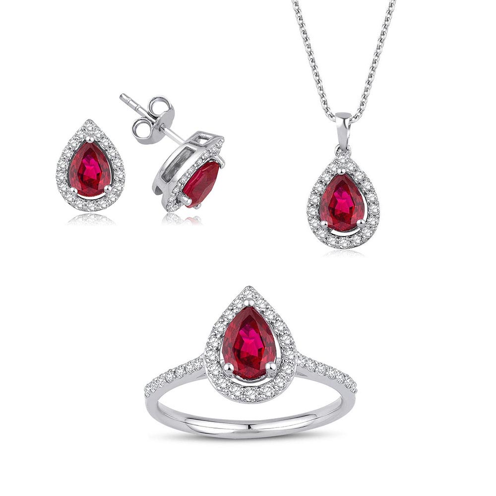 Pırlanta Takı Setler 4.30 Karat Yakut Pırlanta Set (8 ayar 6.95Gr altin)