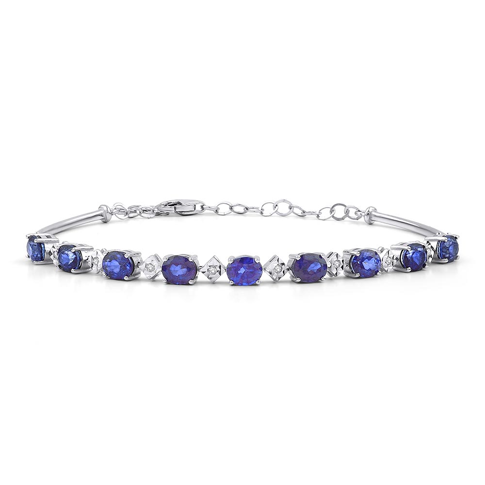 Safir Bileklikler 4.40 Karat Safir Pırlanta Bileklik (8 ayar 5.5Gr altin)