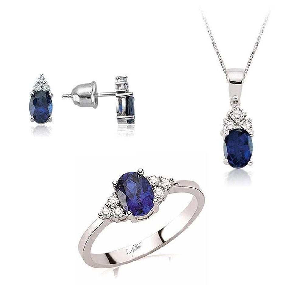 Pırlanta Takı Setler 4.55 Karat Safir Pırlanta Set (8 ayar 4.2Gr altin)