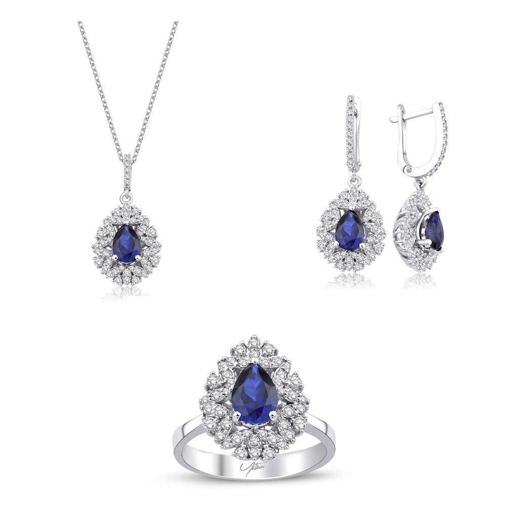 4.80 Karat Pırlanta Safir Set (14 ayar 11.9Gr 0)