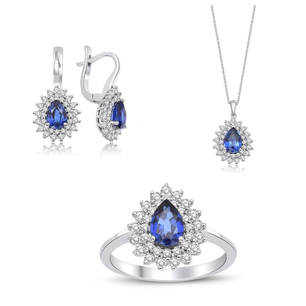 4.80 Karat Safir Pırlanta Set  (14 ayar 10.45Gr 0)