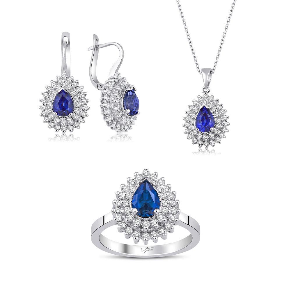 5.05 Karat Safir Pırlanta Set (14 ayar 13.9Gr altin)