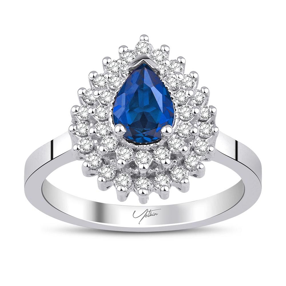 5.05 Karat Safir Pırlanta Set (14 ayar 13.9Gr altin)