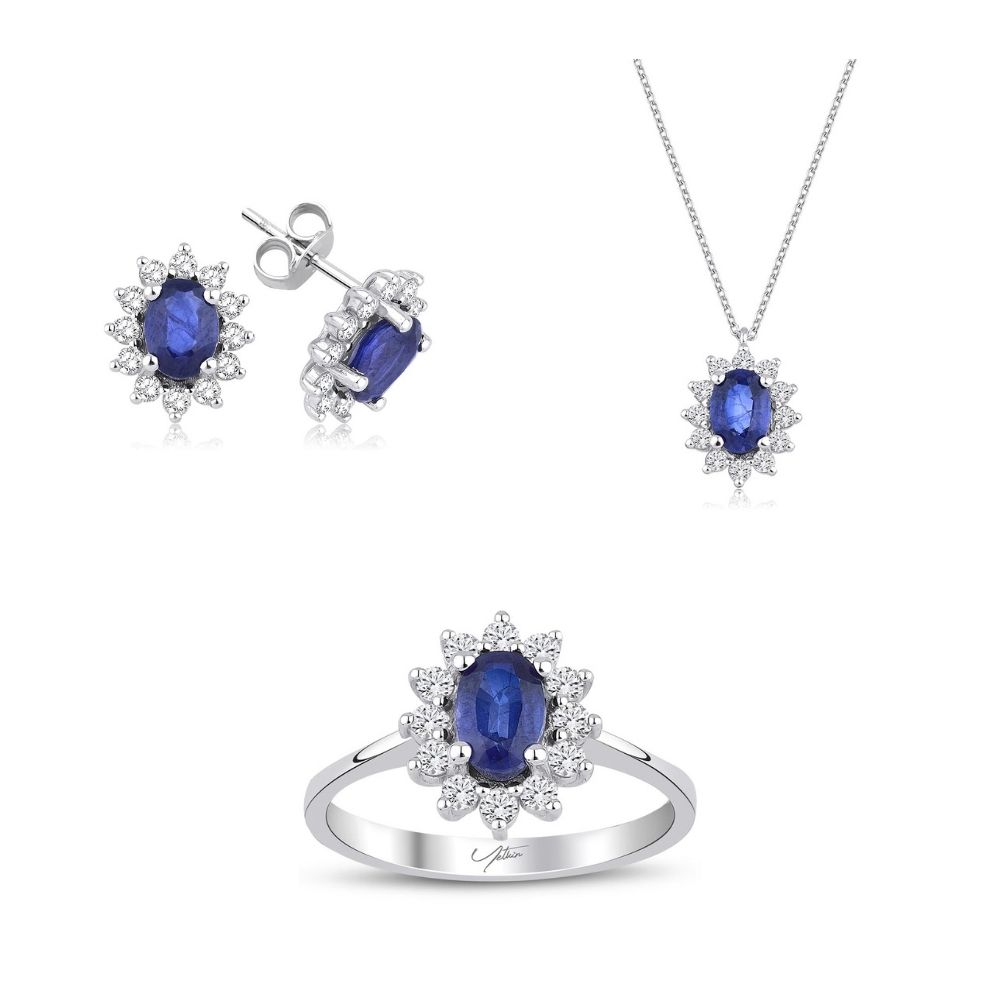 Pırlanta Takı Setler 5.20 Karat Safir Pırlanta Set (8 ayar 6.12Gr 0)