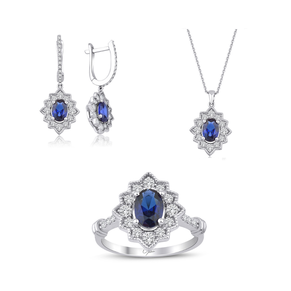 5,60 Karat Pırlanta Safir Set (8 ayar 8.45Gr 0)