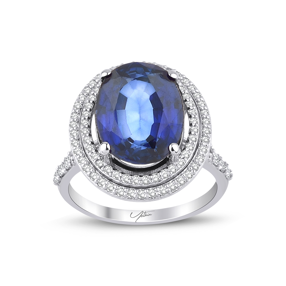 7.50 Karat Pırlanta Safir Yüzük (8 ayar 5.3Gr 0)