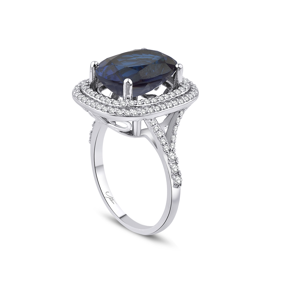 7.60 Karat Pırlanta Safir Yüzük (8 ayar 5.4Gr 0)