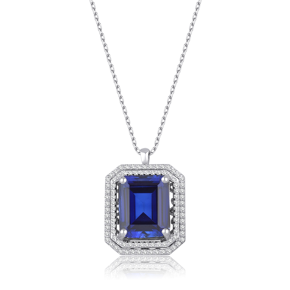 8.40 Karat Pırlanta Safir Kolye (8 ayar 5.6Gr )