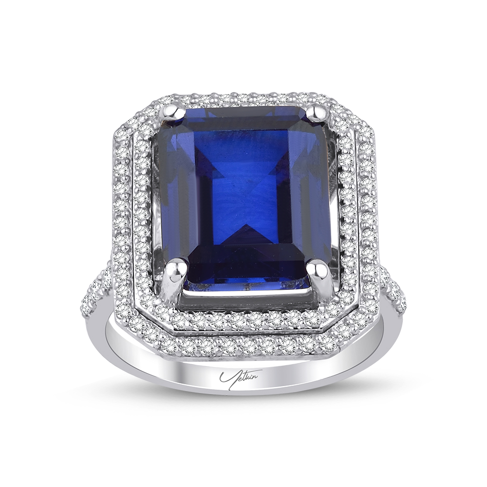 8.60 Karat Pırlanta Safir Yüzük (8 ayar 6.2Gr )