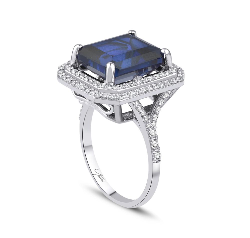 8.60 Karat Pırlanta Safir Yüzük (8 ayar 6.2Gr )